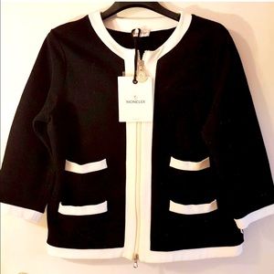 New Moncler Black White Blazer Jacket 3/4 Sleeve M